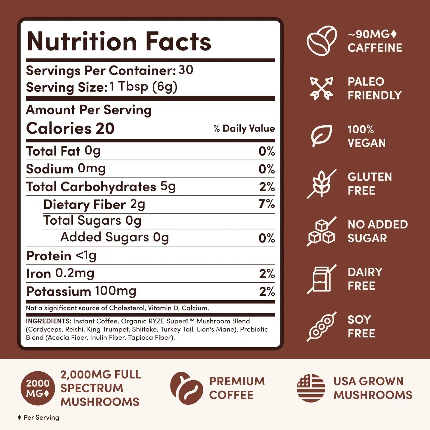 Mushroom Coffee Dark Roast (30 Servings) - 18K7