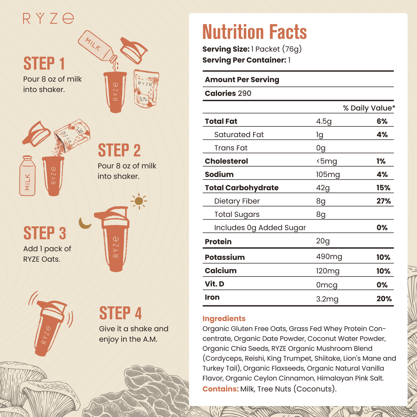 Mushroom Overnight Oats Pack (28 Servings) - SE8J