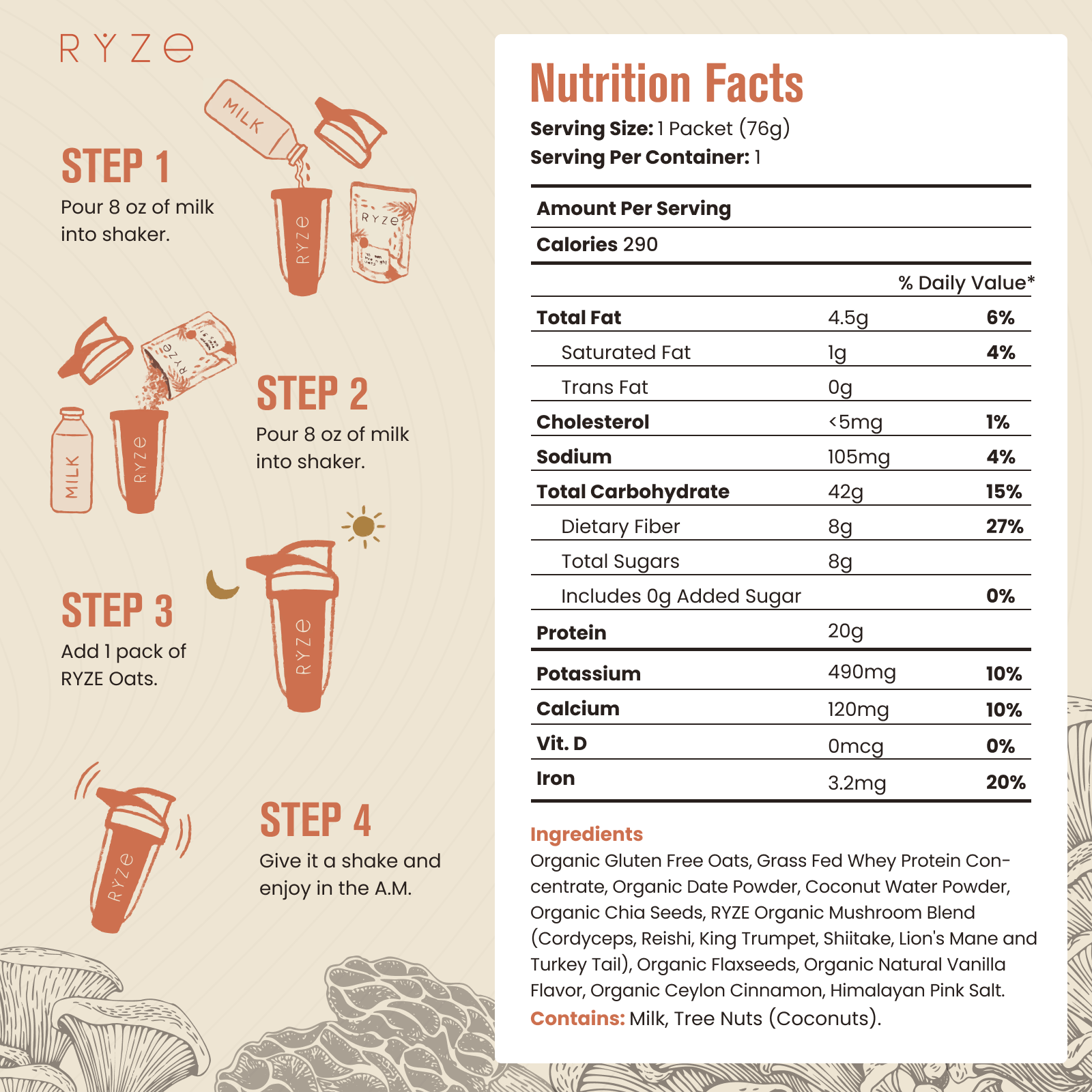 Mushroom Overnight Oats Pack (28 Servings) - SE8J