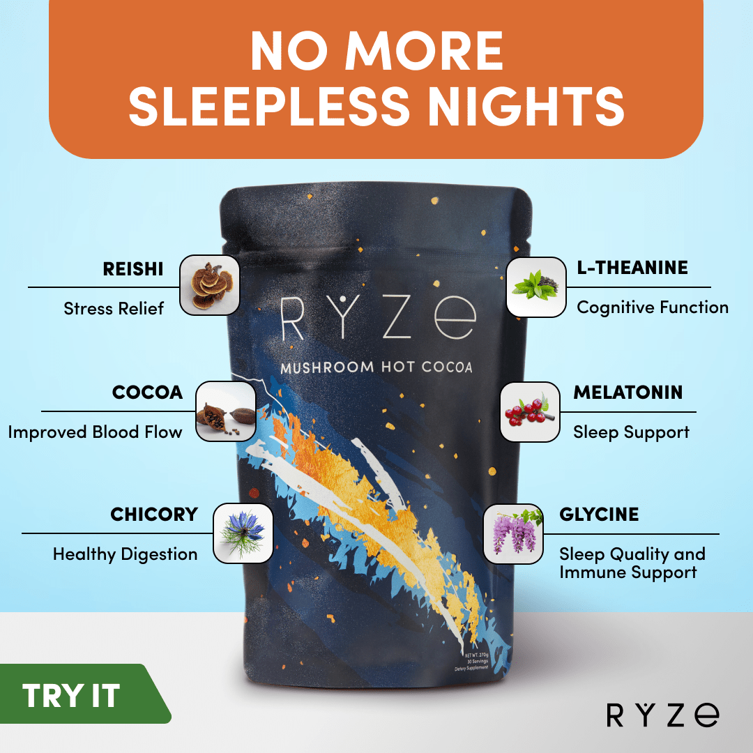 RYZE Hot Cocoa - with 6 Sleep Superfoods to Help Fall Asleep and Stay Asleep - VP1Q