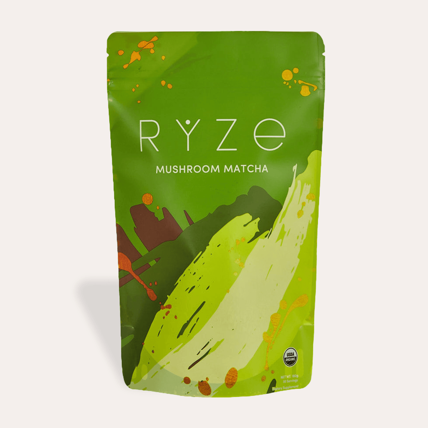 RYZE Mushroom Matcha - with 6 Organic Adaptogenic Mushrooms Grown In USA and Ceremonial-Grade Japanese Matcha - WQ4B