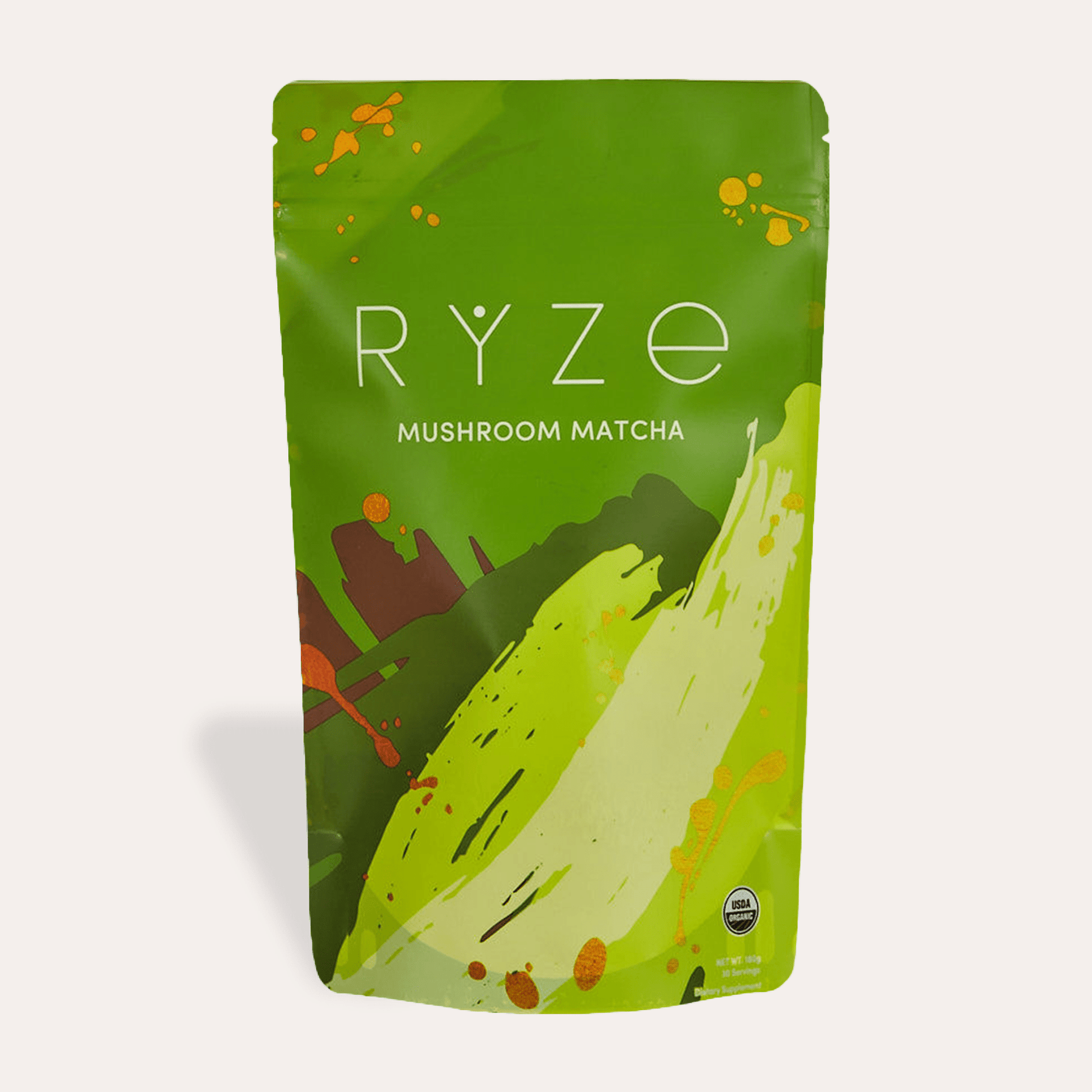 RYZE Mushroom Matcha - with 6 Organic Adaptogenic Mushrooms Grown In USA and Ceremonial-Grade Japanese Matcha - WQ4B