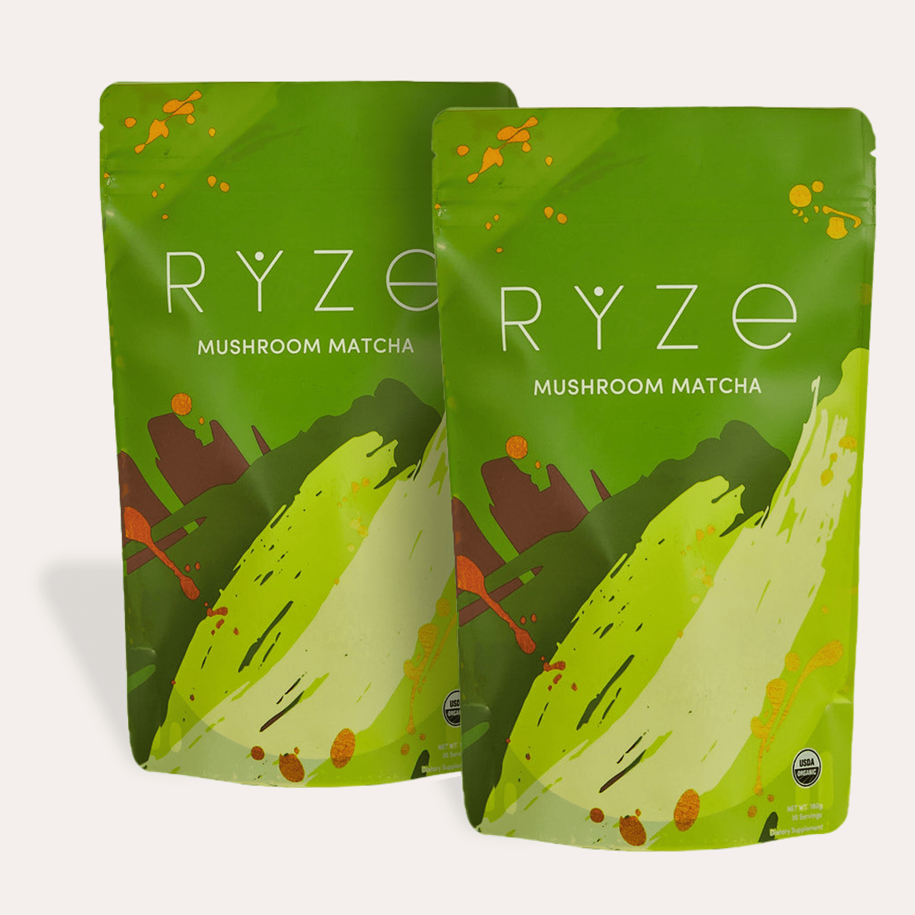 RYZE Mushroom Matcha - with 6 Organic Adaptogenic Mushrooms Grown In USA and Ceremonial-Grade Japanese Matcha - WQ4B